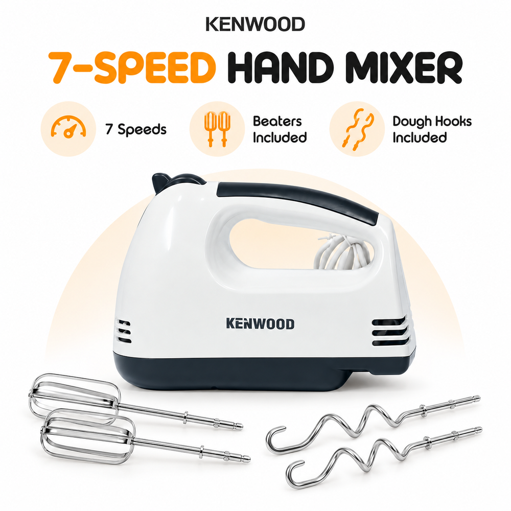 Kenwood KN-101 ProMix Hand Mixer - 7 Speeds with Beaters & Dough Hooks
