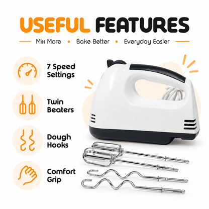 Kenwood KN-101 ProMix Hand Mixer - 7 Speeds with Beaters & Dough Hooks