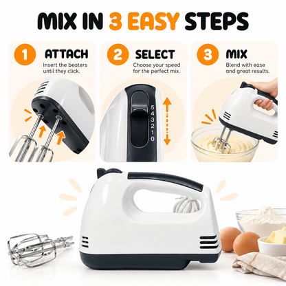 Kenwood KN-101 ProMix Hand Mixer - 7 Speeds with Beaters & Dough Hooks